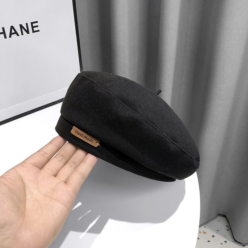 Зимний берет Lettle label, темпераментный, милый, однотонный, твидовый, шляпа художника