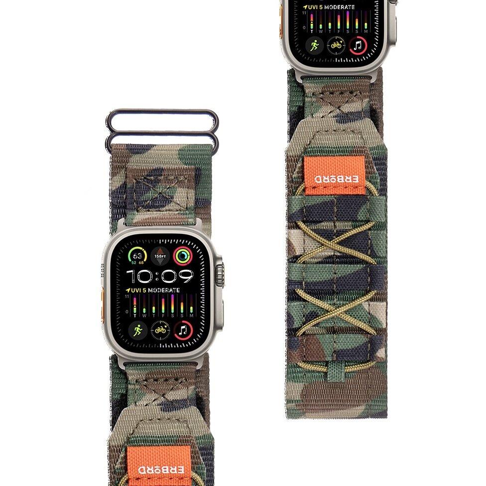 ERBORD Runner Nylon Strap for Apple Watch 1/2/3/4/5/6/7/8/9/10/11/SE Ultra 1/2/3 42/44/45/46/49mm, Camouflage