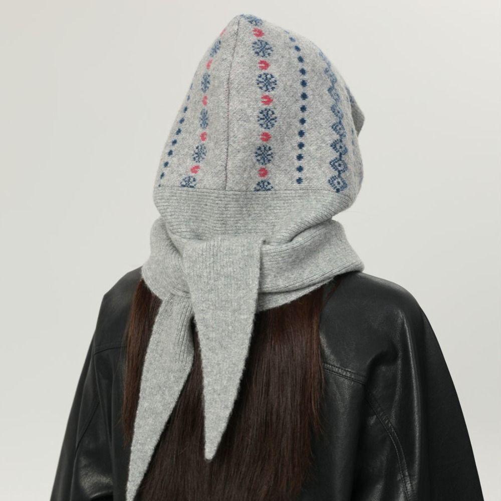 Жаккардовый шлем-балаклава в стиле Фэр-Айл, шарф-шапка, зимняя шапка, милая шапка с защитой ушей, уличная одежда