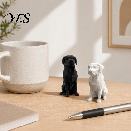 Dog Room Decor 3D Printed Geometric Labrador Figurine, Modern Sitting Statue, Collectible Desktop Sculpture Pet for Home Office Car Center Console