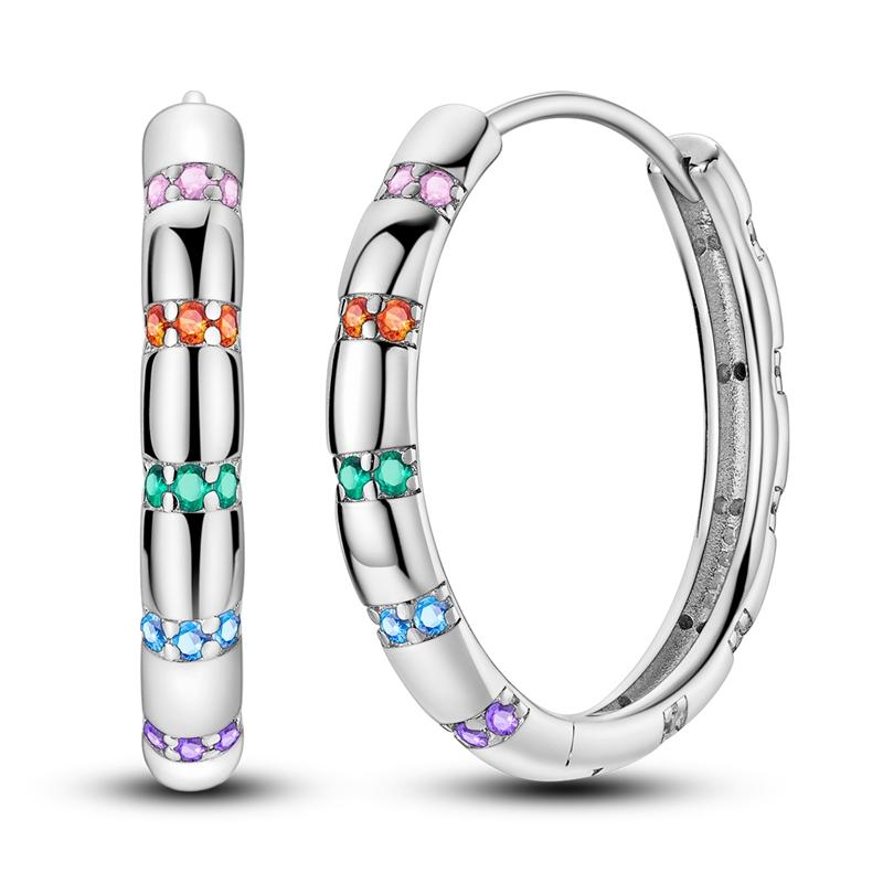 Серьги из серебра 925 пробы, разноцветные серьги с овальными драгоценными камнями, серьги-кольца с подвесками для женщин, большие круглые модные серебряные украшения
