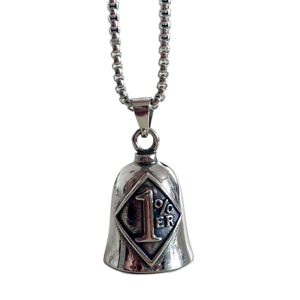 One Percent Motorcycle Guardian Bell Pendant Biker Good Luck Charm Evil Spirit Trap Bell Men