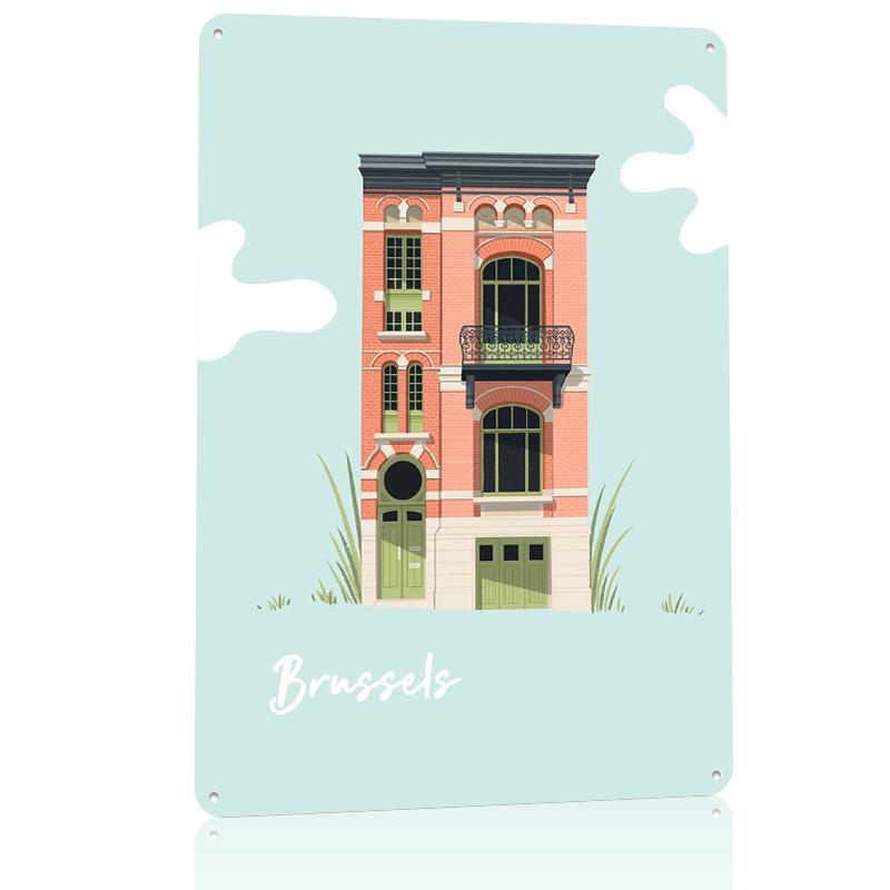 Brussels Illustration Personalized D Textured Metal Poster Wall Art Vintage Tin Signs for Home Decoration Gaming Wand Deko Room