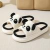 Cute Panda Four Seasons Household PVC Soft Bottom Couple Cartoon Cotton Linen Slippers
