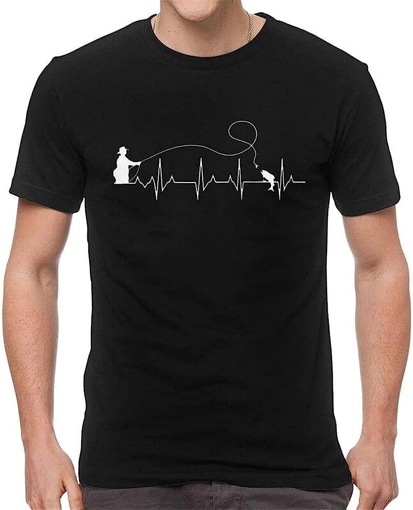 Heartbeat Line Fly Fishing T Shirts Men Short Sleeve Cotton Cotton Men T Shirts Funny Fisherman Tee Tops Haraju Tshirts Gift