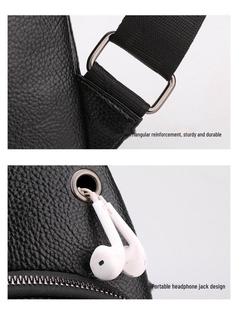 Men's Korean Style Casual Chest Crossbody Bag - Small PU Shoulder Travel Backpack