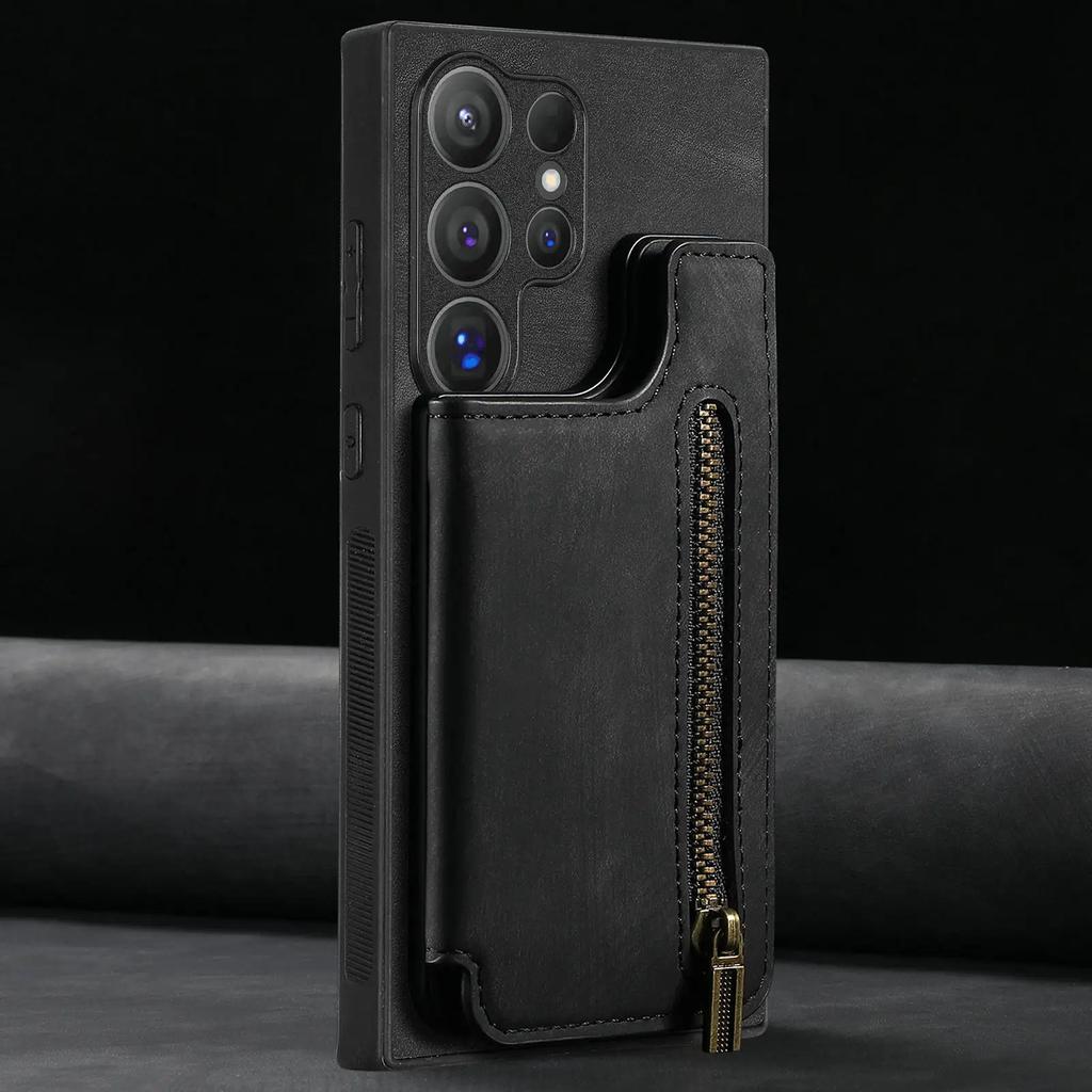 ПУ Кошелек на молнии с держателем для карт Чехол для телефона для Samsung Galaxy S23 FE S24 S22 Ultra Plus M15 A15 A25 A35 A55 A05 A05S A14 Обложка