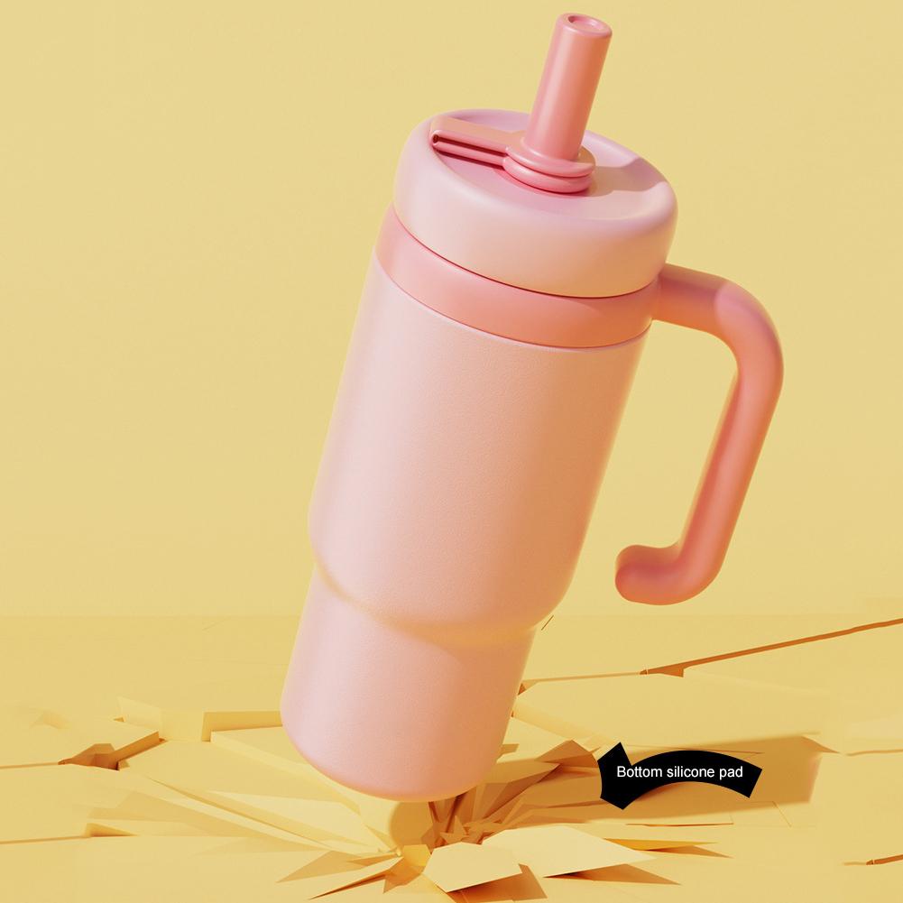 24 унции Стакан-фонтан из нержавеющей стали с ручкой, стакан для питья, герметичный стакан для воды с китом, брызгающий водой, соломкой