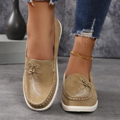 Женская повседневная обувь Хаки Цветочные мокасины без застежек Кроссовки женские мягкие на низком каблуке Спортивные теннисные повседневные кроссовки Женская обувь