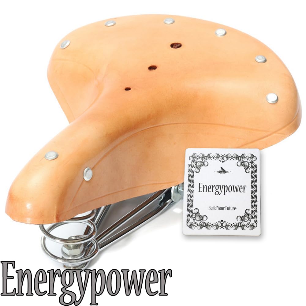 EnergyPower Кожаное велосипедное седло с подвеской Передняя одинарная пружина Задняя двойная пружина Натуральная кожа коровьей шкуры Кожа высшего качества Кожа коровьей шкуры