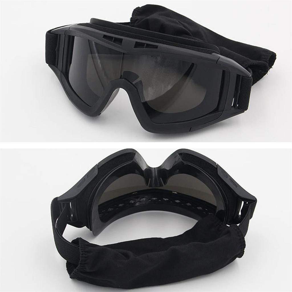 Tactical Windproof Goggles with Replaceable Lenses Adjustable Strap Protective Eyewear for Outdoor Sports Airsoft Paintball