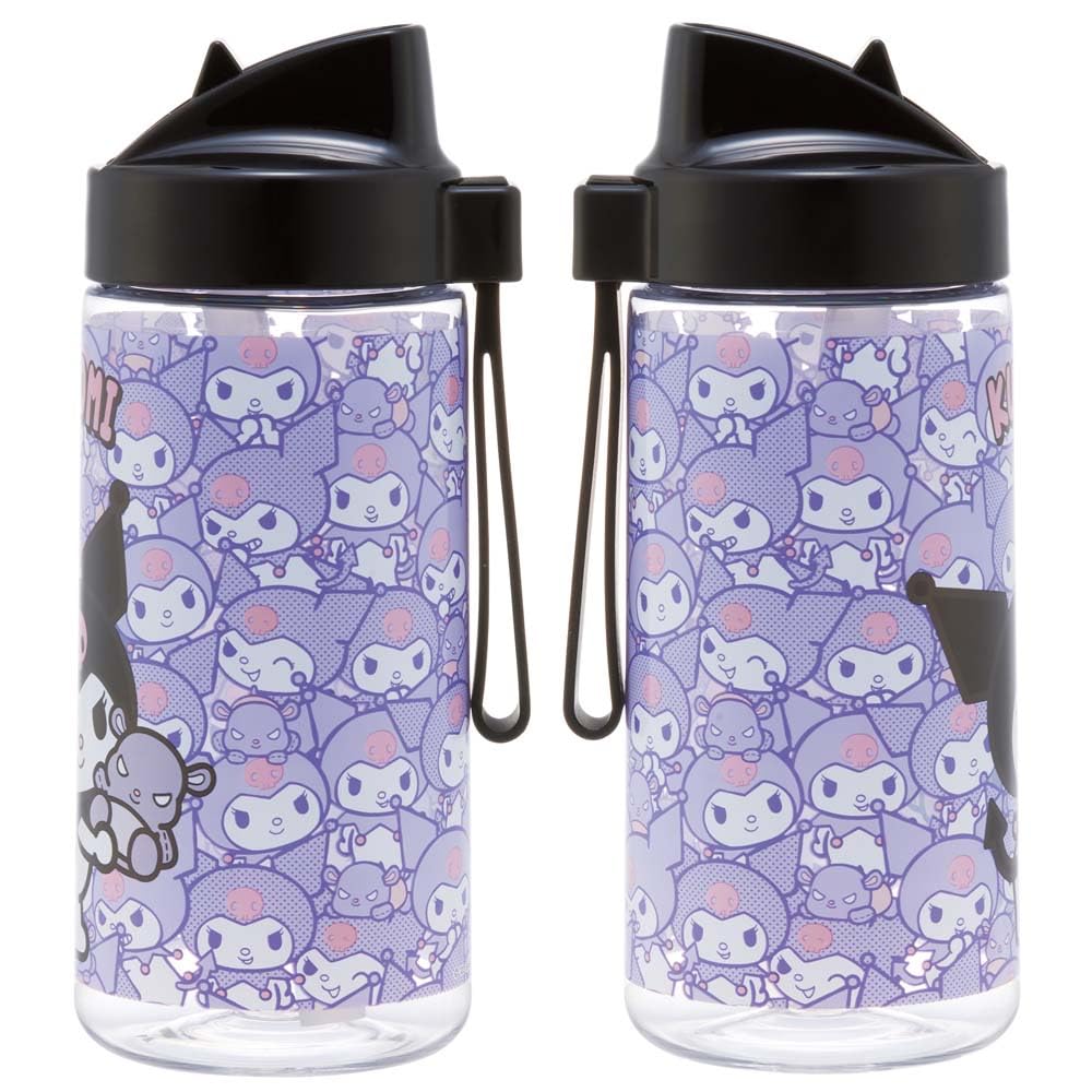 Стакан-бутылка для скейтера 500 мл с трубочкой для питья, для бутылки Sanrio, с крышкой-носиком, пластик, прозрачный, для детей, Куроми, PSTB5-A