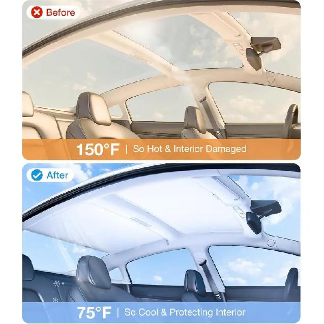 Tesla Model 3 2017-2025 Sunshade Roof Never Sag Nano Ice-Crystal Coatings 3-Gen Heat Insulation Glass Roof Sun Shade Model Y