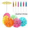 50pcs Bamboo Toothpick Paper Cocktail Parasols Toothpick Fruit Stick Hawaiian Fruit Picks Wedding Decor Drink Picks Pool Party