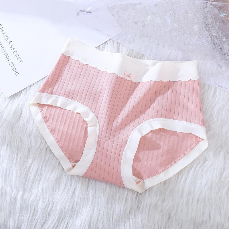 Cotton Mid Waist Underwear for Women with Lingerie Abdominal Hip Lifting Breathable Ice Silk No Trace Antibacterial Plus Size Triangl Pantiese