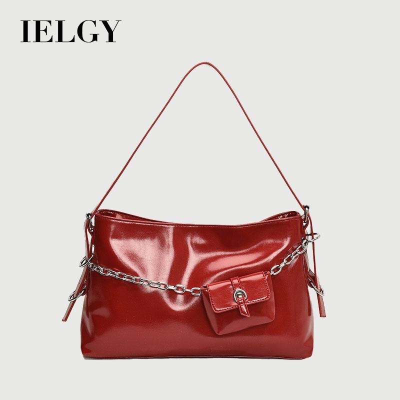 Ielgy High-End Fashion Tote Bag Trendy Chain Shoulder Armpit Bag Large Capacity Cross-Body Commuter Bag
