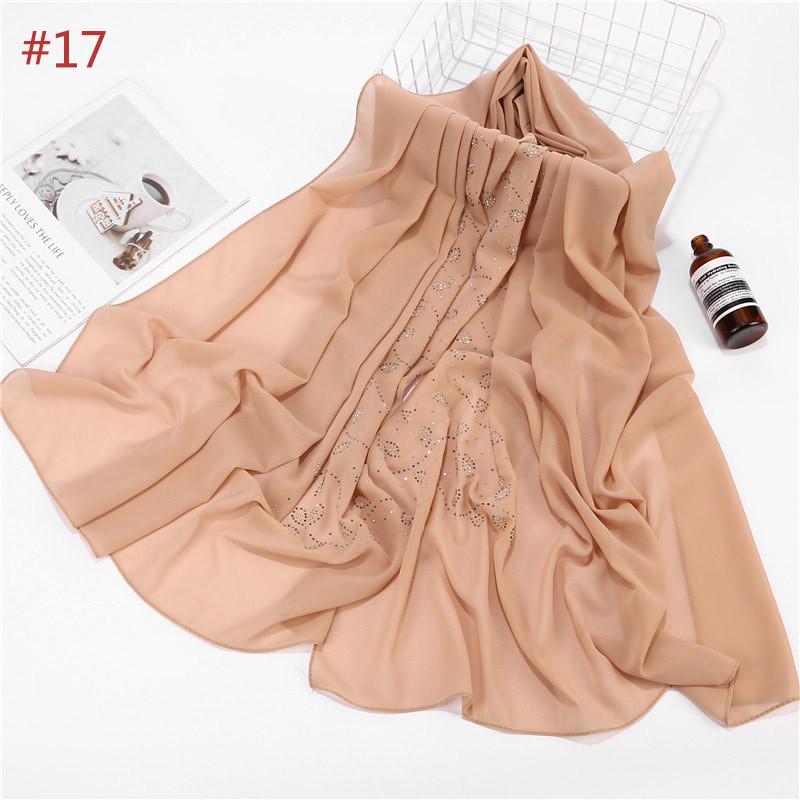 72*175cm Summer Muslim Women Chiffon Hijab Scarf Diamonds Glitter Femme Musulman Shawls Wrap Islamic Headscarf Malaysia Hijab