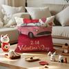 Valentines Day Cartoon Car Cushion Cover Silky Short Plush with Invisible Zipper Dustproof Sofa Pillow Case for Home Decor