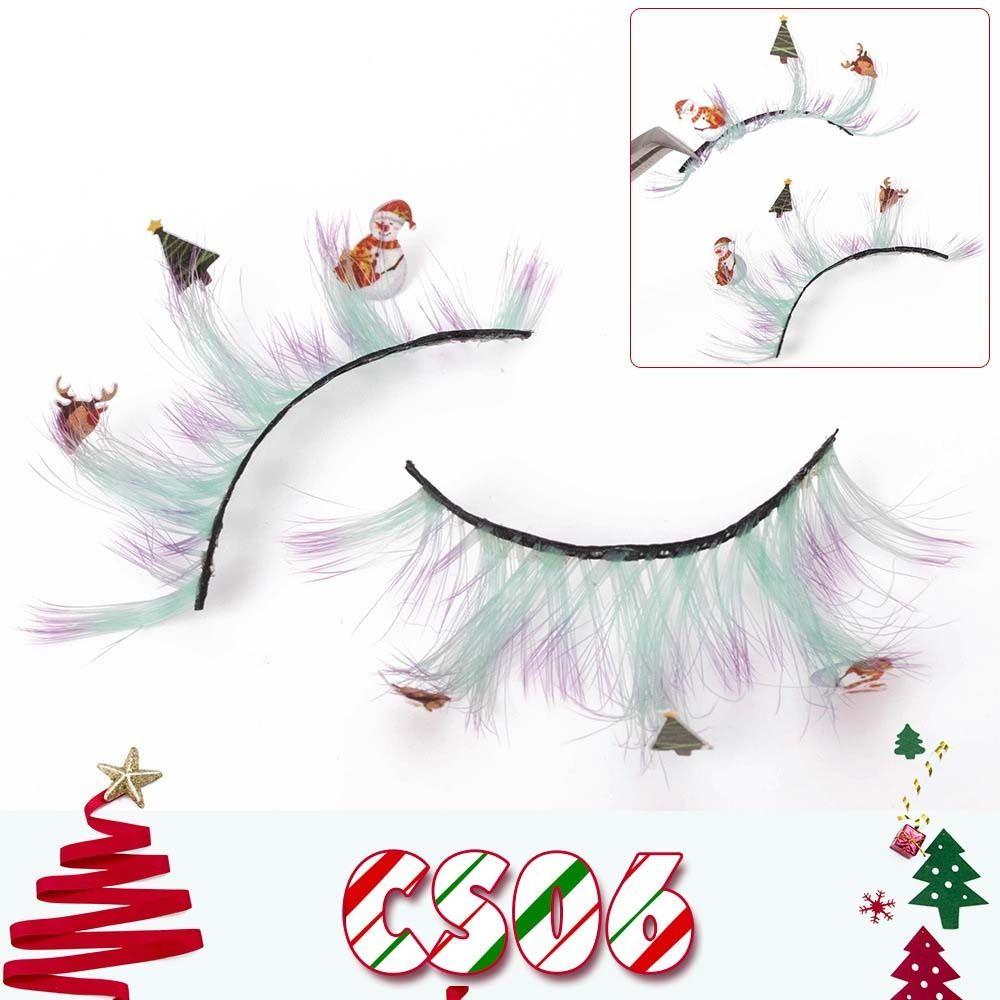 Chemical Fiber Christmas Cluster Eyelashes Cartoon Snowman Christmas Fluffy Segmented Lashes  Girls