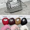 2026 New Miu Family Cloud Pleated Hobo Bag: Embroidered Thread, Single Shoulder, Cross-Body Crescent Bag for Women
