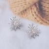 Korean Style Copper Micro-Inlaid Zircon Eight-Pointed Star Earrings for Wedding or Christmas