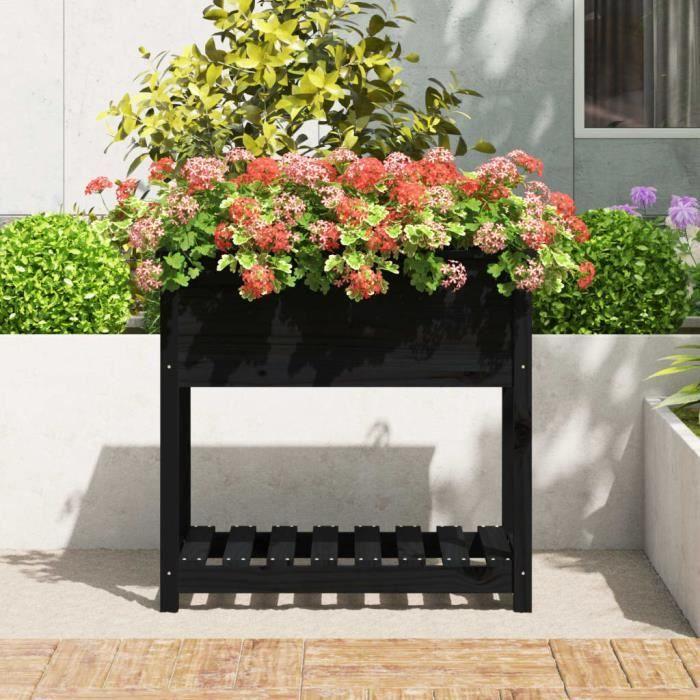 VidaXL Planter with Shelf Black 82.5x54x81 Cm Solid Pine Wood 823784