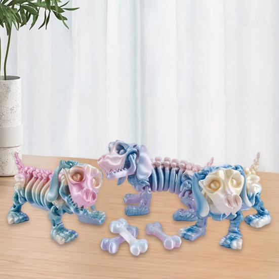 Напечатанный на 3D-принтере артикулированный скелет таксы, коллекционная фигурка скелета собаки