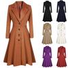 Women's Woolen Blend Coats Coat Lapel Wrap Swing Flared Winter Long Overcoat Jacket