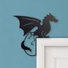 Dragon Door Frame Topper Metal Dragon Silhouette Door Topper Wall Art Corner Sign for Children's Room Bedroom Window