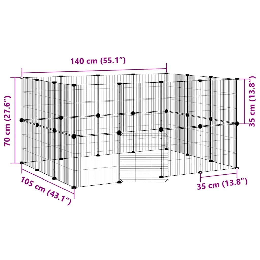 28 Piece Pet Cage with Door Black 35 x 35 cm Steel