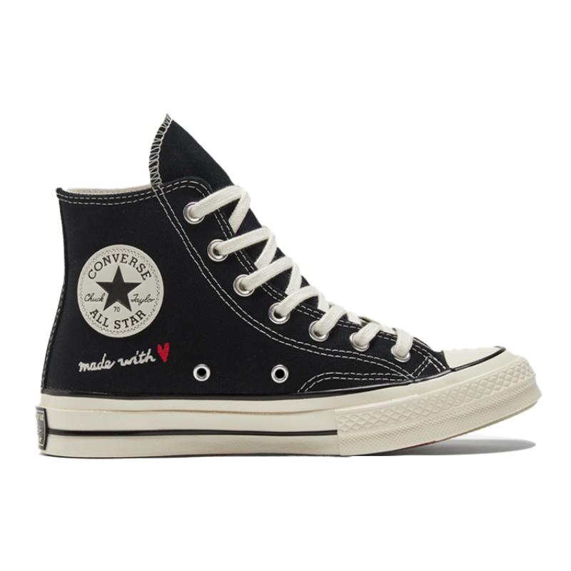 Converse Chuck 70 Chuck Taylor All Star Hi Принт Сердце Буквы Винтажные Высокие Кеды из Канваса Унисекс Черные