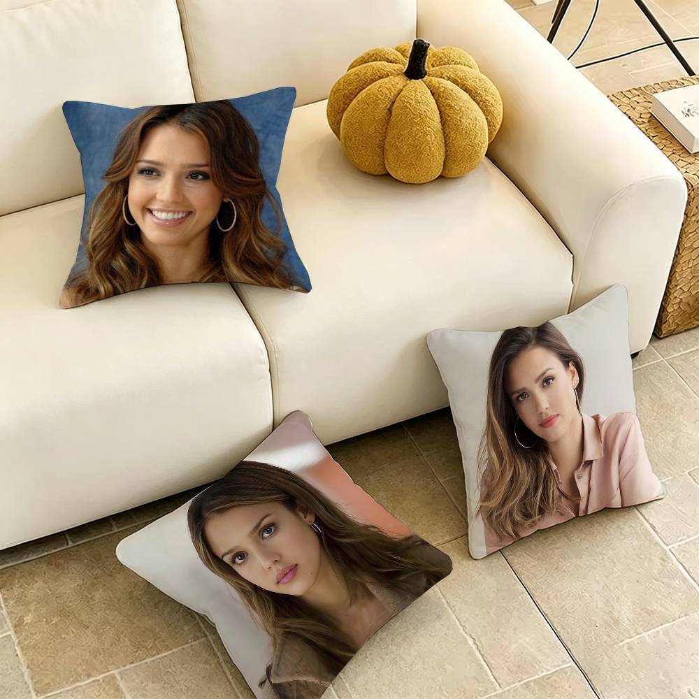 JessicaA AAlba Actor Pillow Case Square DoubleSided Sofa Cushion Cover Bedroom Bedside Pillow Gift