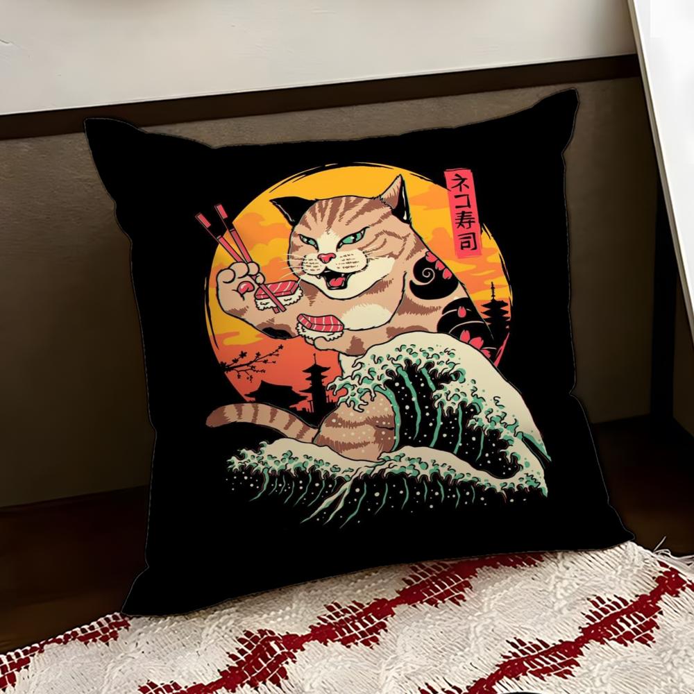 Japanese Style Cat Cushion Cover Reversible Soft Durable Pillow Cover Home  Car MultiScene Use for Daily Comfort