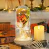 Halloween Light Up Pumpkin In Clear Cloche Handmade Glowing Pumpkin Light for Home Kitchen Mantel Tabletop Indoor Halloween Decoration