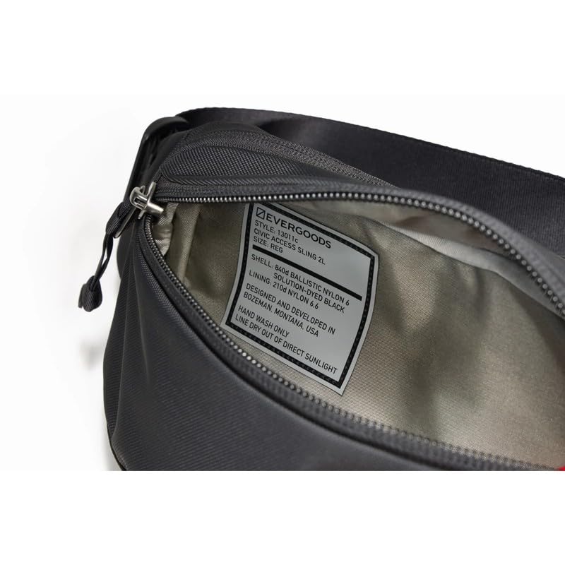 EVERGOODS CAS2 Civic Access Sling 2L Solution Black, Компактная дорожная сумка-слинг для мужчин, Легкая наплечная сумка, Подарок на День отца