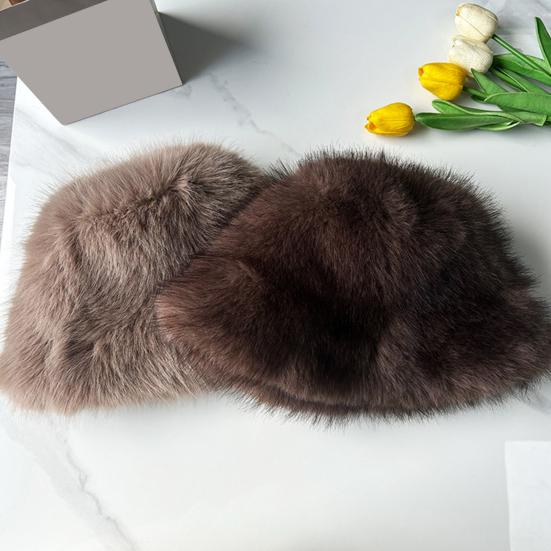 Women's Fuzzy Faux Fur Bucket Hat Winter Plush Furry Ladies Hat Fluffy Sherpa Fisherman Cap for Cold Weather