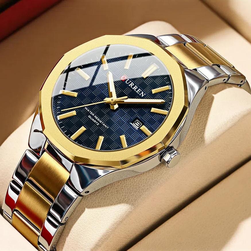 Мужские кварцевые часы из нержавеющей стали с календарем, водонепроницаемые, светящиеся, персонализированные, деловые, повседневные, праздничные, мужские часы