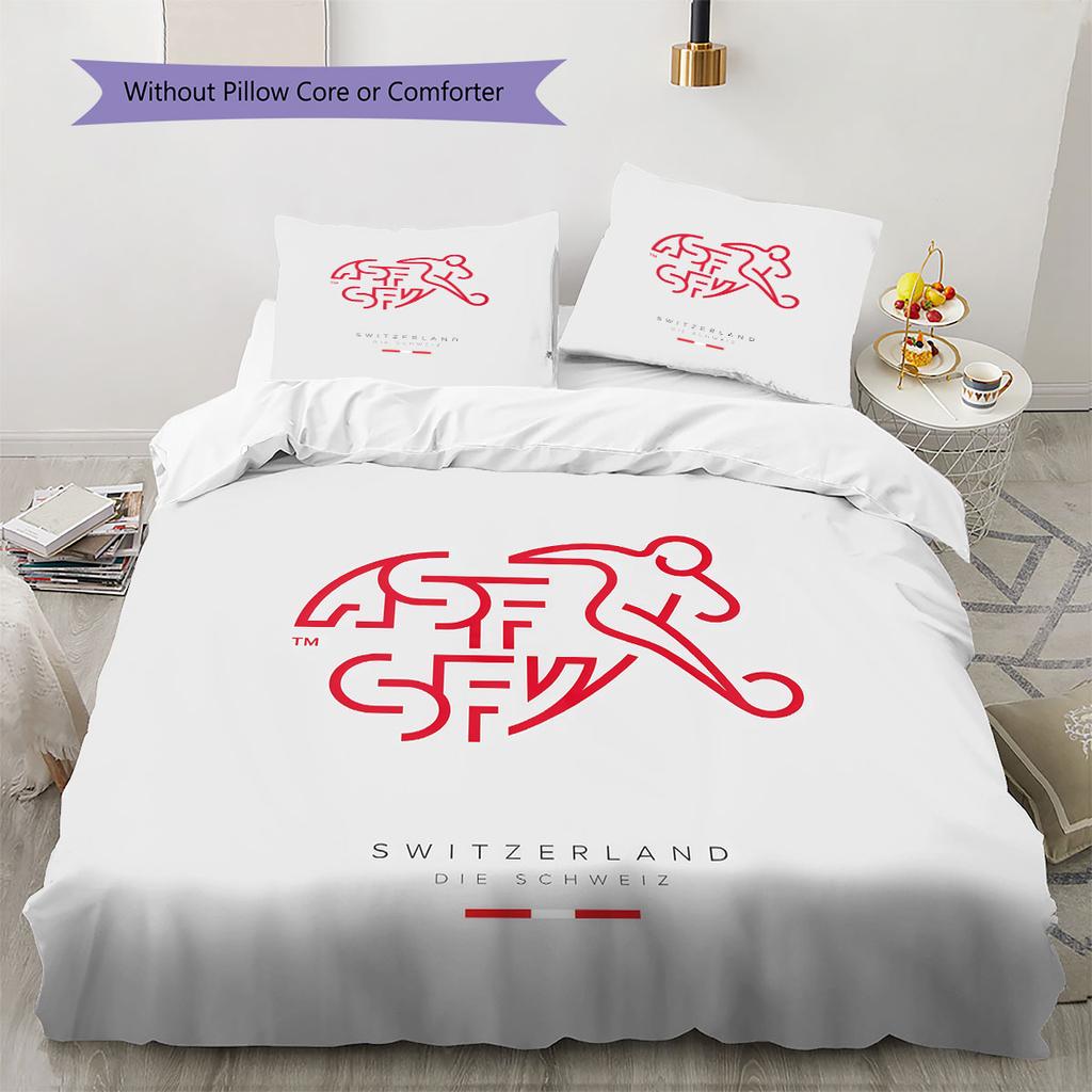 Switzerland national football Pattern Bedding Home Decoration Birthday Gift (1 * duvet cover + 2 * pillowcase, without core),fan merchandise.