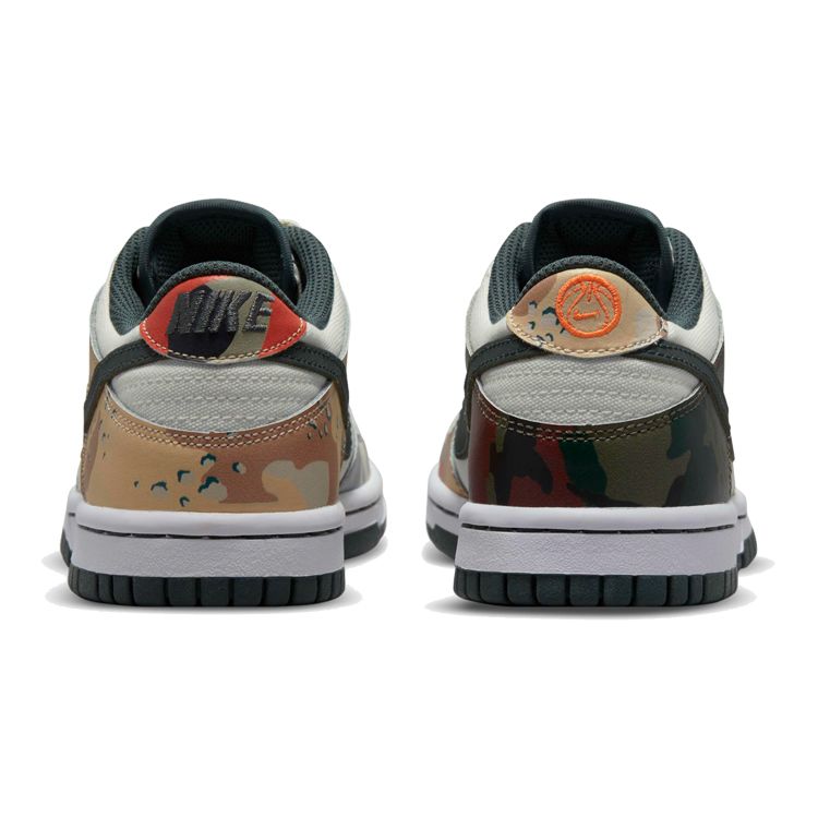 Nike Кроссовки детские Dunk Low SE GS Sail Multi-Camo разноцветные винтажно-зеленые полностью-оранжевые DB1909-100