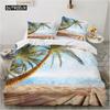Комплект постельного белья Ocean Duvet Set King Size Polyester Tropic Ocean Style Sandy Shore and Sea with Waves Escape To Paradise Theme Set