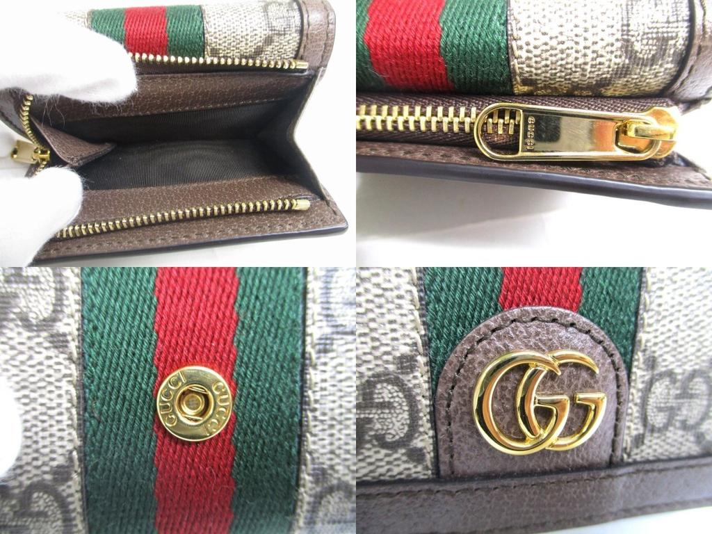 Authentic GUCCI Beige Leather Ophidia GG Trifold Wallet Compact Wallet #a470  Refurbished