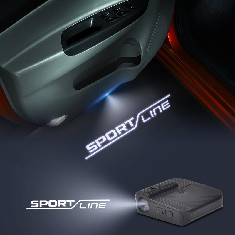 DAYB7 SPORT LINE Logo Wireless Courtesy Car Door Projector LED Welcome Lights For Skoda Kodiaq Yeti Octavia Superb Fabia Kamiq Decor