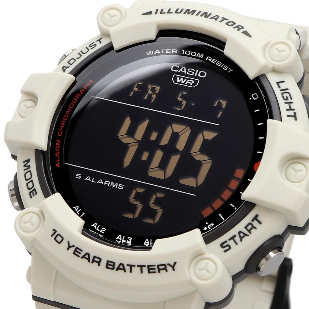 Casio Стандартные цифровые часы AE-1500WH-1AV / -1500WH-8B2V Мужские, Черные / Матовый слоновая кость, Импортные.