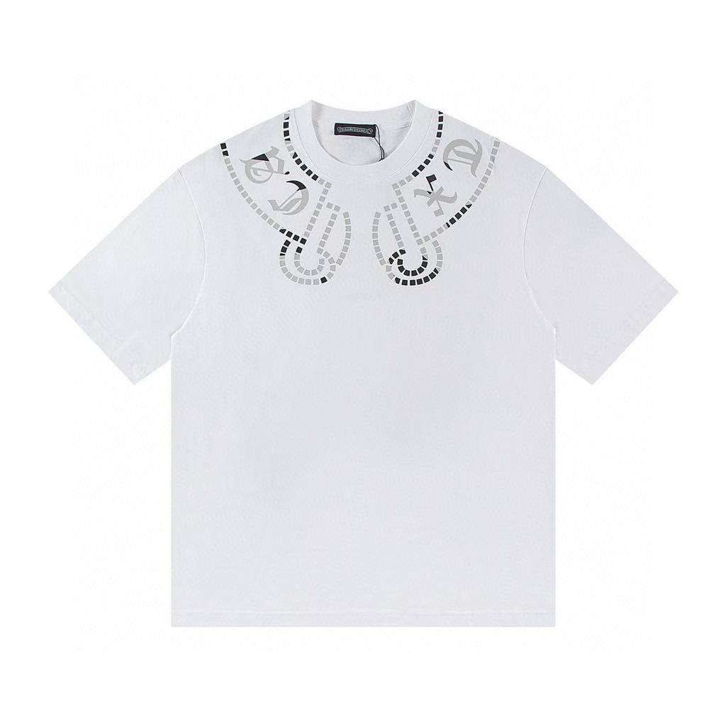 W354 CHROME HEARTS 2025 Summer New High Quality Cotton Round Neck Loose Large Size Men's and Women's T-shirt Couple T-shirt