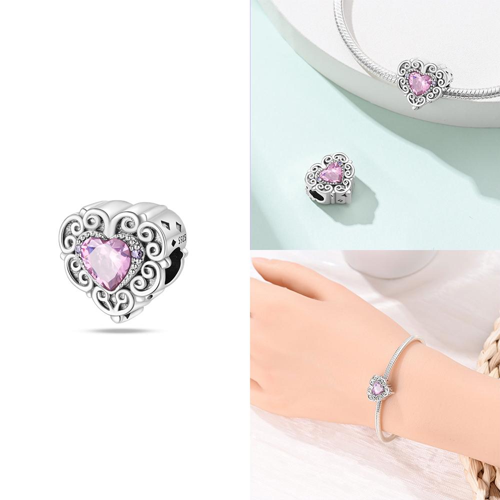 Copper Heart Shaped Guardian Color Romantic Retro Butterfly Charms Beads Fit 3Mm Original Bracelets Diy Jewelry Gift