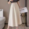 Apricot High-Waist A-Line Skirt for Women, Medium & Long, Off-White, Spring/Summer/Autumn