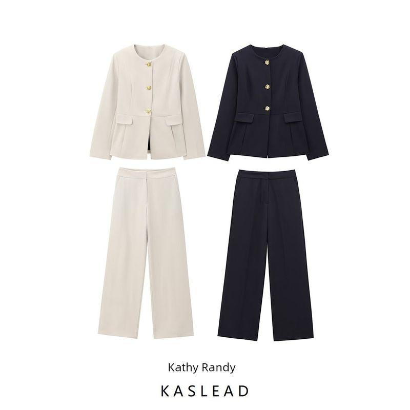 Kaslead New Arrival Women's Fashion Style Flip Suit Outwear Casual Pants 9288507 9287507