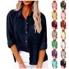 Women's Autumn Long Sleeve Button Solid Color Loose Shirt Casual Large Size Shirt