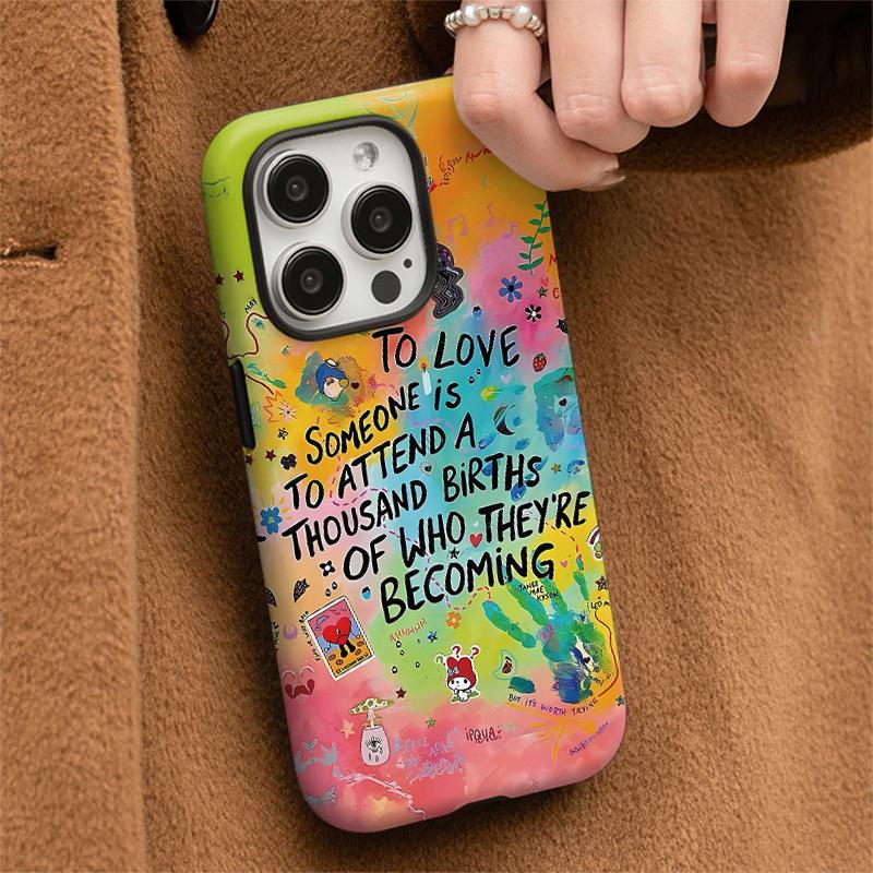 Rainbow English for Apple 17promax Cartoon Cute for IPhone16pro Lens All-inclusive 15 New Style 14