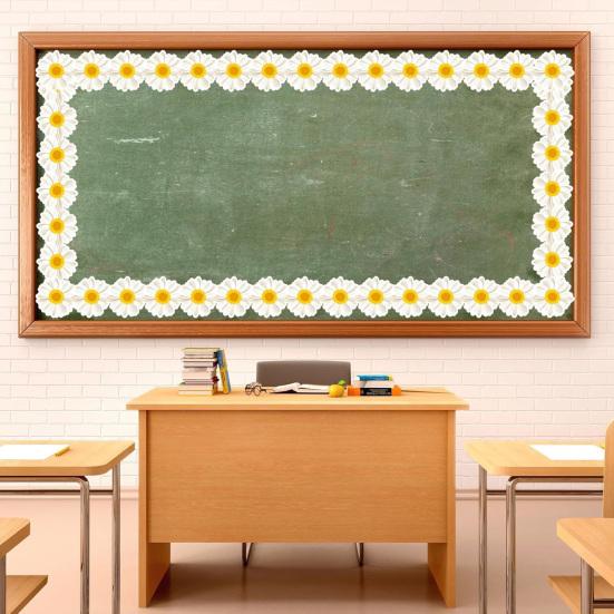 Yousheng Sunflower Bulletin Board Border Roll Self-Adhesive Classroom Decor Floral Trim for Blackboard Whiteboard DIY Wall Decal